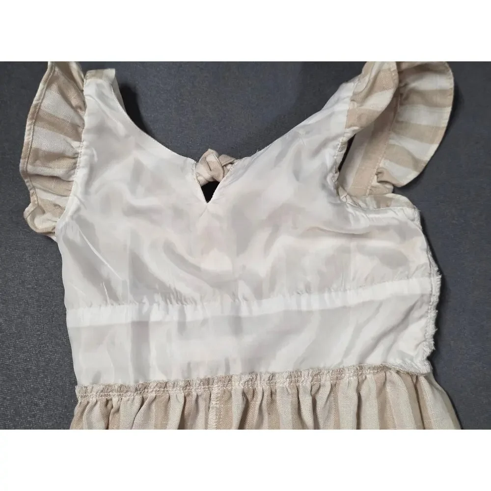 Bonnie Jean Girls Size 6 Romper Shorts Tan Smocked Ruffle Sleeve